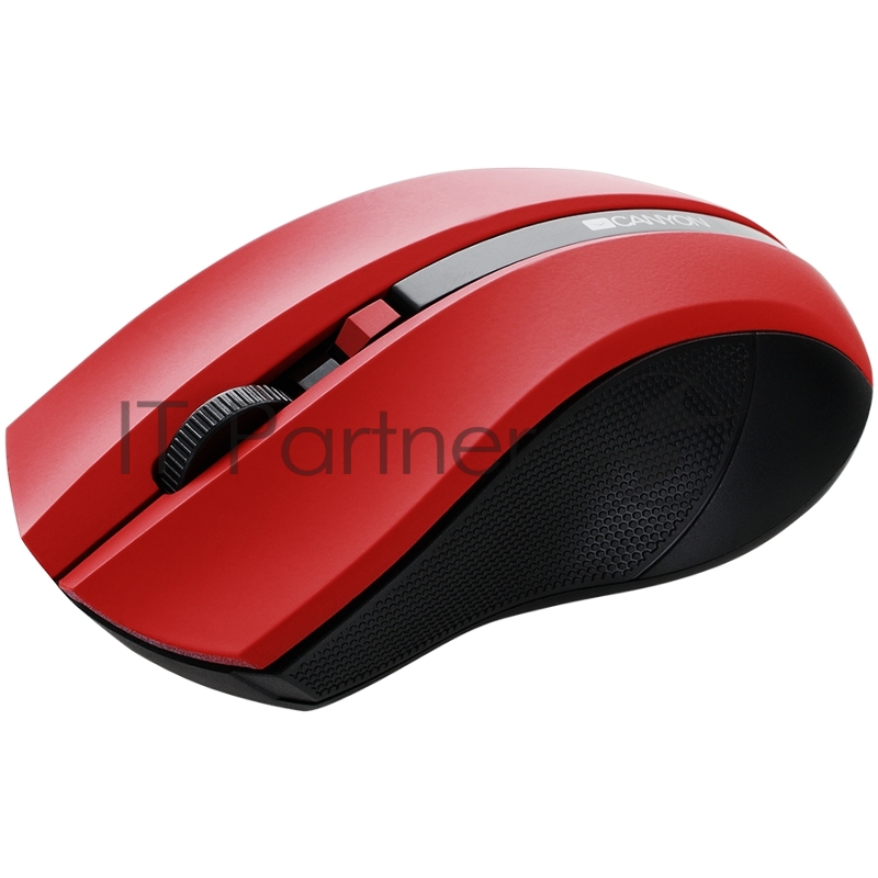 Беспроводная мышь CANYON 2.4GHz wireless Optical Mouse with 4 buttons, DPI 800/1200/1600, Red, 122*69*40mm, 0.067kg