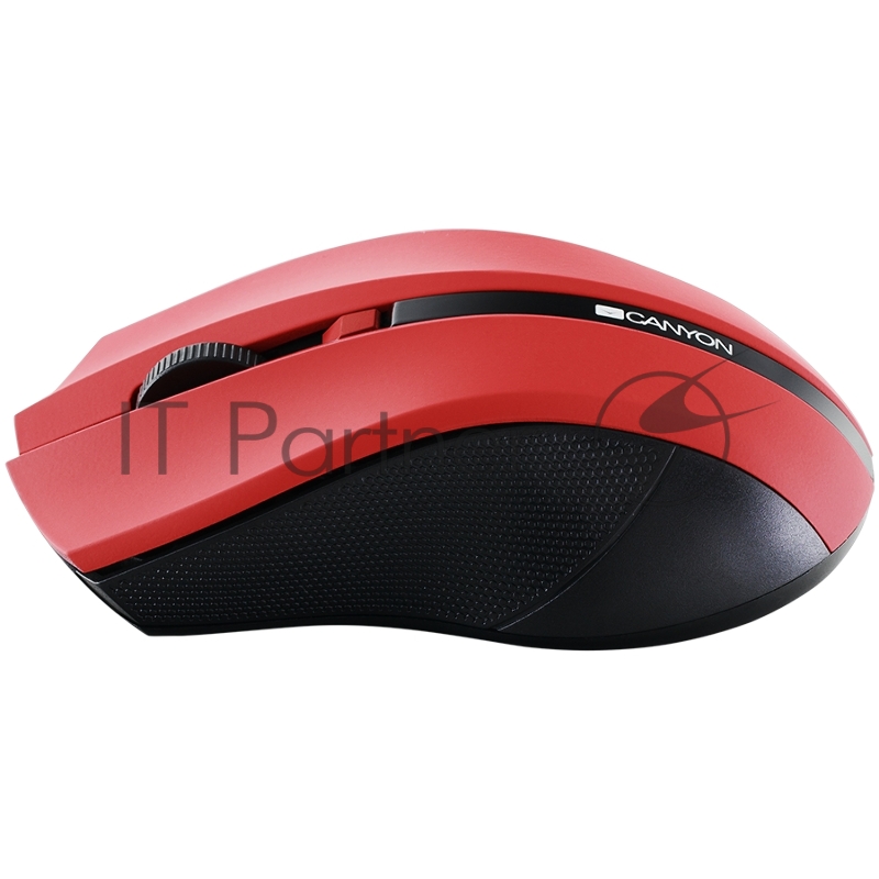 Беспроводная мышь CANYON 2.4GHz wireless Optical Mouse with 4 buttons, DPI 800/1200/1600, Red, 122*69*40mm, 0.067kg