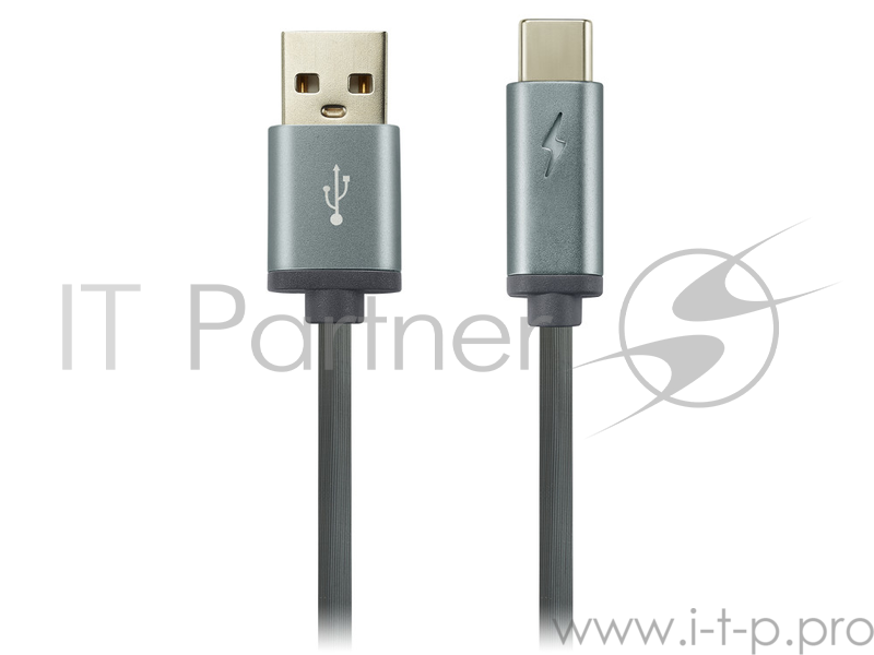 КабельType C/USB 2.0, with LED indicator, Power & Data output, 5V/9V 2A, OD 3.8mm, PVC Jacket, 1m, drak grey CANYON <CNS-USBC6DG>