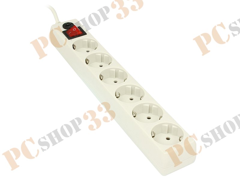 Сетевой фильтр на 6 розеток Гарнизон EHW-10, белый (3.0м)