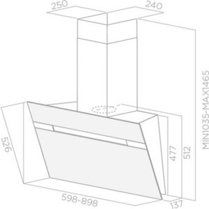 Вытяжка ELICA STRIPE BL/A/90/LX / Декоративный дизайн, наклонная, 90 см, сенсорное управление, 1200 куб. м. , черное стекло+антрацит