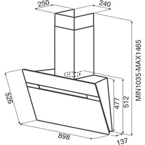 Вытяжка каминная JET AIR VIKI WH/A/90 / Декоративный дизайн, 90 см, 1200 куб.м., сенсорное управление, белая