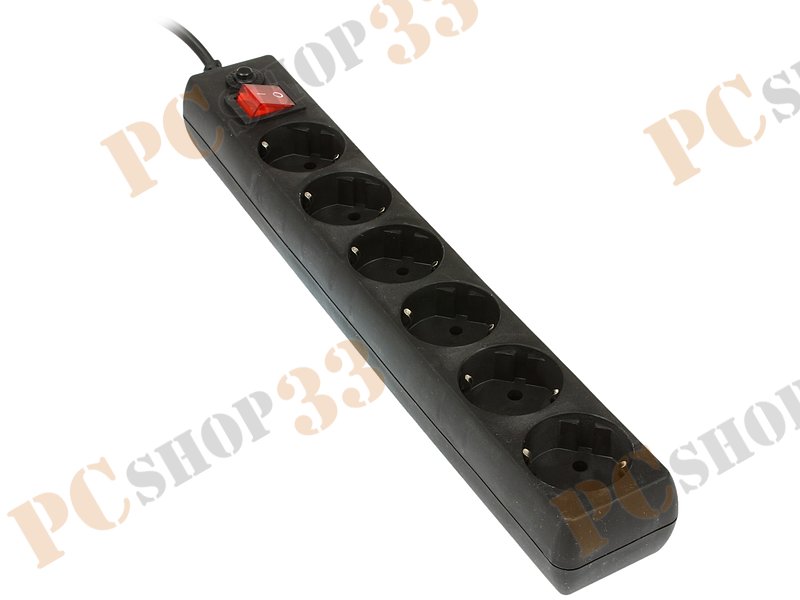 Сетевой фильтр на 6 розеток Гарнизон EHB-10, черный (3.0м)