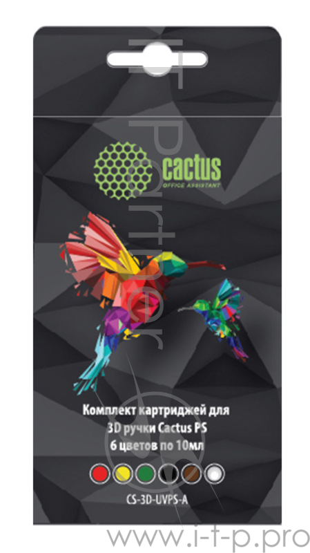 Пластик для ручки 3D Cactus CS-3D-UVPS-A УФ-полимер 6цв.