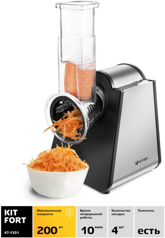 Измельчитель электрический Kitfort КТ-1351 200Вт черный