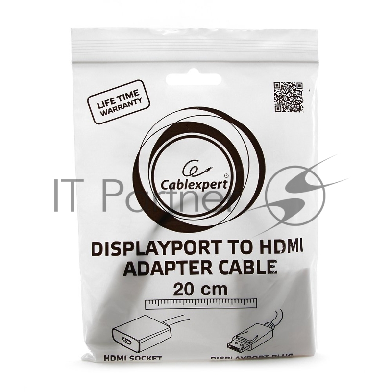 Переходник DisplayPort - HDMI Cablexpert A-DPM-HDMIF-002-W, 20M/19F, белый, пакет