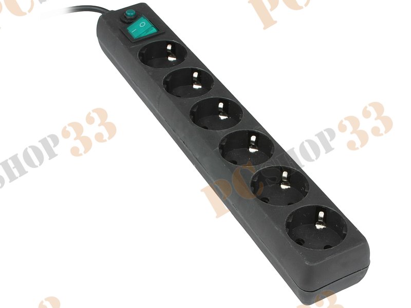 Сетевой фильтр на 6 розеток Гарнизон EHB-0, черный (0.5м) тип IEC C14