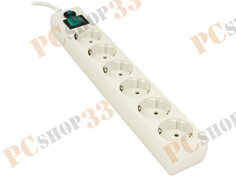 Сетевой фильтр на 6 розеток Гарнизон EHW-6, белый (1.8м)