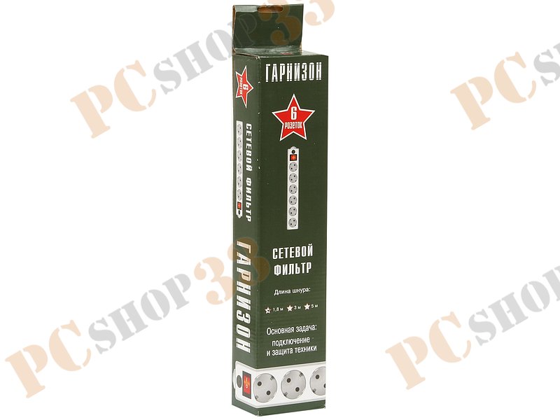 Сетевой фильтр на 6 розеток Гарнизон EHW-6, белый (1.8м)