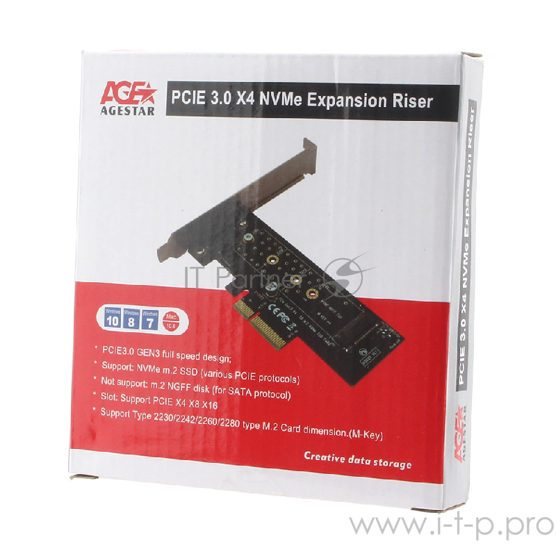 Адаптер AgeStar AS-MC01 PCI-E для M.2 NGFF SSD