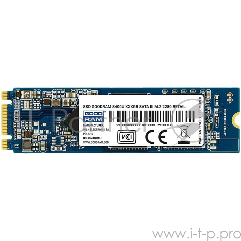GOODRAM S400U 120GB SSD, M.2 2280, SATA 6 Gb/s, Read/Write: 550 / 530 MB/s