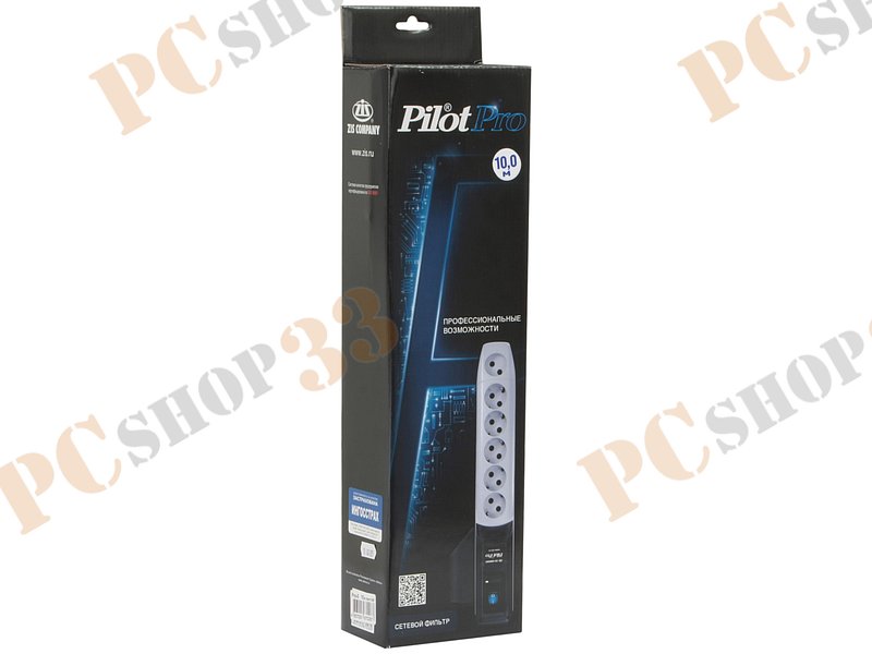 Сетевой фильтр на 6 розеток ZIS Pilot-Pro, белый (10.0м)