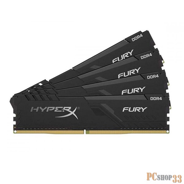 Модуль памяти Kingston DDR 4 DIMM 64Gb PC21300, 2666Mhz, Kingston HyperX FURY Black CL15 (Kit of 4) (HX426C16FB3K4/64) (retail)