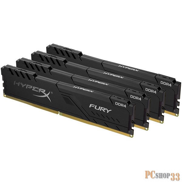 Модуль памяти Kingston DDR 4 DIMM 64Gb PC25600, 3200Mhz, Kingston HyperX FURY Black CL16 (Kit of 4) (HX432C16FB3K4/64) (retail)