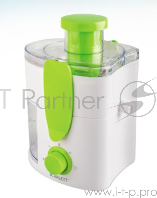 Соковыжималка SCARLETT SC-JE50P01 белый с зеленым Мощность макс. 600 Вт,Высокая эффективность в компактном исполнении – занимает на кухне места не больше, чем чайник,Широкая горловина 55 мм, Стакан для сока с пеносепаратором 280 мл, съемный контейнер