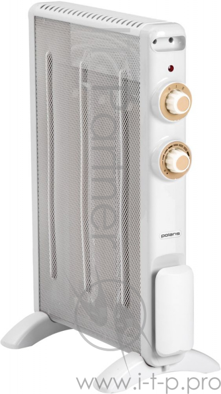 Polaris, PMH 1584, Микатермический обогреватель 1500Вт, 24 кв.м, 2 темп режима: конвекционный и тепловолновой, 3 нагревательных элемента, термостат, двусторонний обогрев, система Anti-frost, датчик опрокидвания, защита от перегрева, цвет белый
