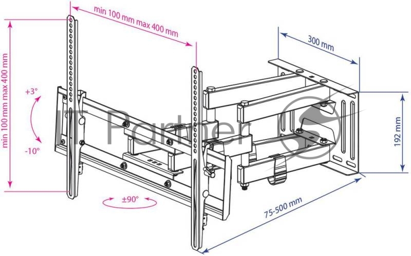 Крепеж Kromax PIXIS-L black Кр. стал. наст. для TV 22