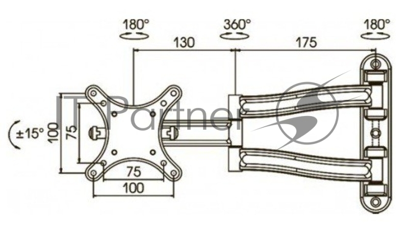 Крепеж Kromax TECHNO-1 grey, Кр. алюм. наст. для TV 10