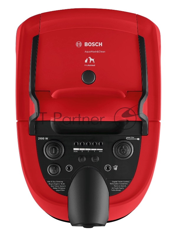 Пылесос BOSCH BWD421PET / 2100 Вт, аквафильтр, 3 в 1, влажная уборка, красный
