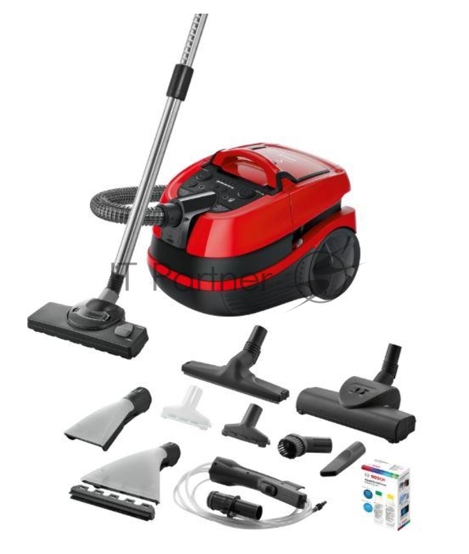Пылесос BOSCH BWD421PET / 2100 Вт, аквафильтр, 3 в 1, влажная уборка, красный