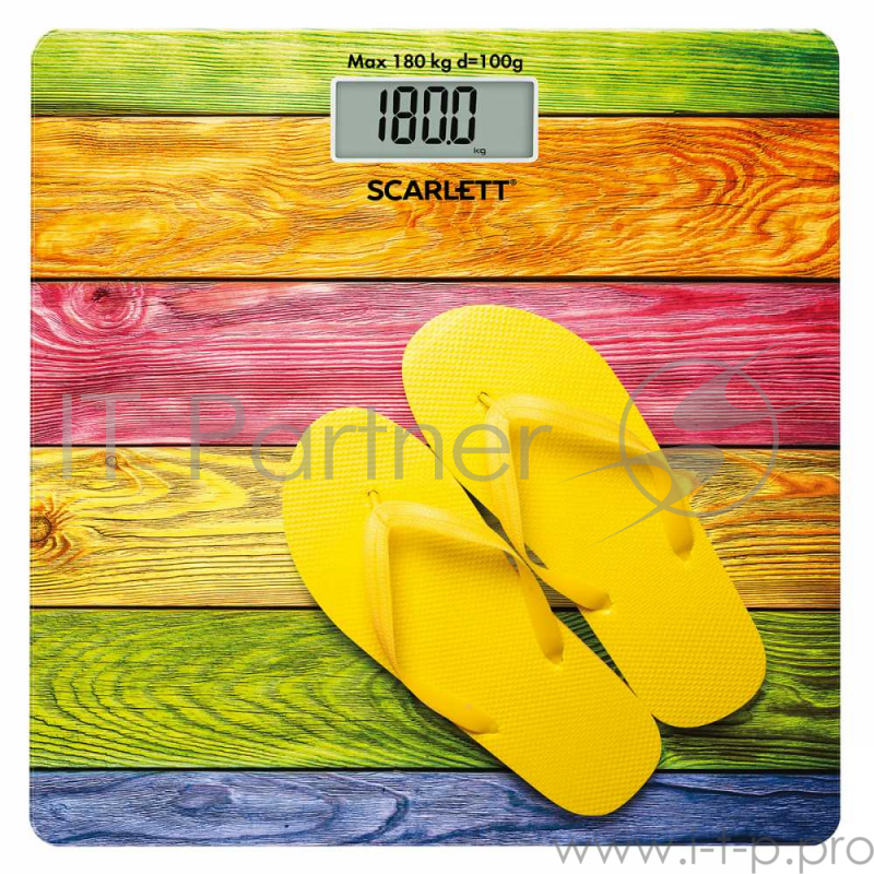 Scarlett, SC-BS33E057 тапочки, Весы напольные электронные до 180кг, очень точное измерение, стекло, большой дисплей, индикатор перегрузки, индикатор батарейки, Питание: одна батарейка 3V типа CR2032 (включена в комплект). Собака в кресле