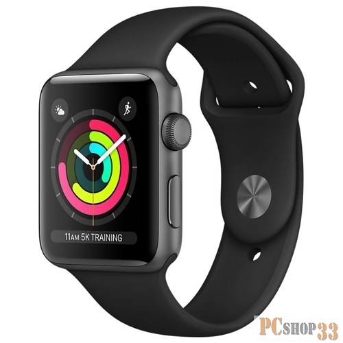 Умные часы Apple Watch Series 3 42mm Space Grey Aluminium with Black Sport Band MQL12RU/A