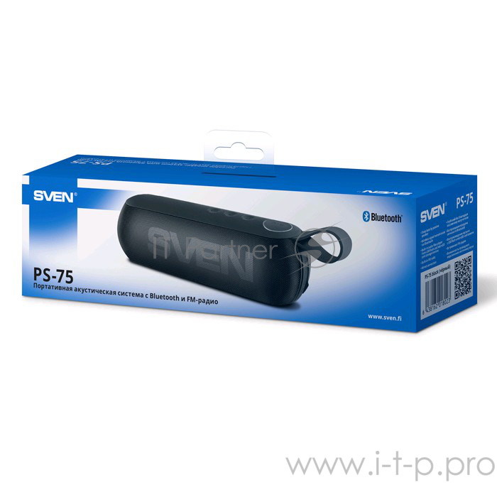 Портативная акустика SVEN PS-75, черный (6 Вт, Bluetooth, FM, USB, microSD, 1200мА*ч)