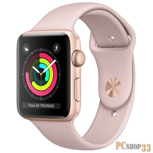 Умные часы Apple Watch Series 3 38mm Gold Aluminium with Pink Sand Sport Band MQKW2RU/A