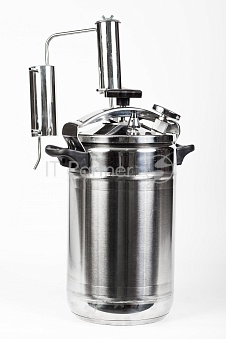 Дистиллятор Первач Элит Аромат -Супер 20Т, 20л, ДВОЙНОЕ КАПСУЛЬНОЕ ДНО, термометр, клапан избыт. дав., разборный сухопарник, слив сивушных масел