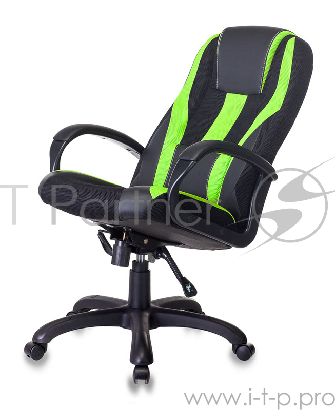 Кресло игровое Бюрократ VIKING-9/BL+SD черный/салатовый искусственная кожа