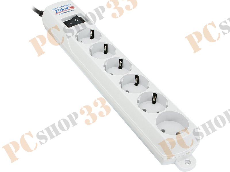 Сетевой фильтр на 6 розеток ZIS Pilot S, белый (3.0м)