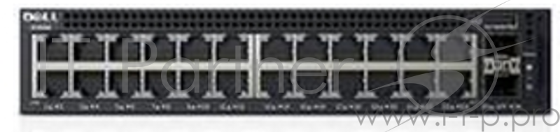 Коммутатор DELL Networking X1026P с веб-интерфейсом, 24 порта 1GbE PoE (до 12 портов PoE+) и 2 порта 1GbE SFP