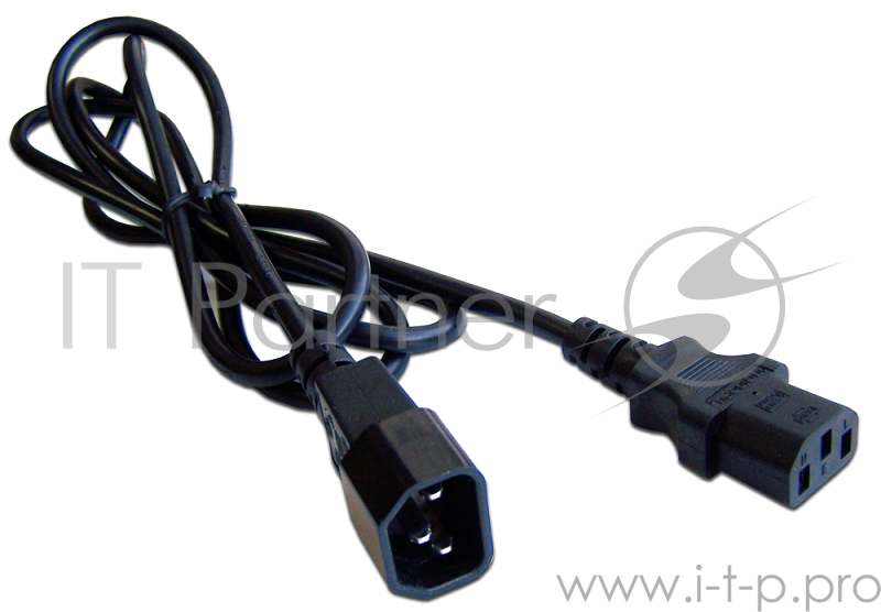 Шнур питания C13-C14, 3х0.75, 220В, 10А, черный, 1.8 метра