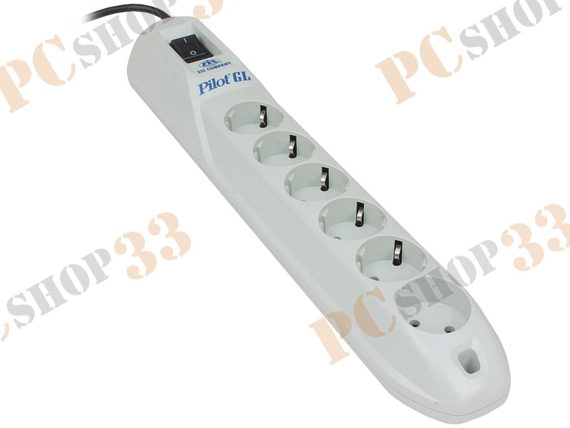 Сетевой фильтр на 6 розеток ZIS Pilot GL-6, белый (10.0м)