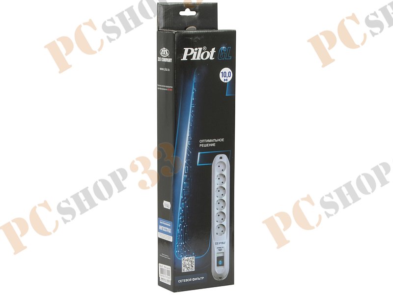 Сетевой фильтр на 6 розеток ZIS Pilot GL-6, белый (10.0м)