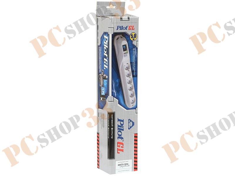 Сетевой фильтр на 6 розеток ZIS Pilot GL-6, белый (5.0м)