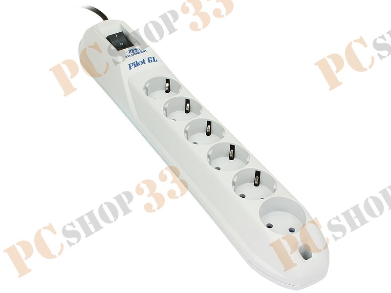 Сетевой фильтр на 6 розеток ZIS Pilot GL, белый (1.8м)