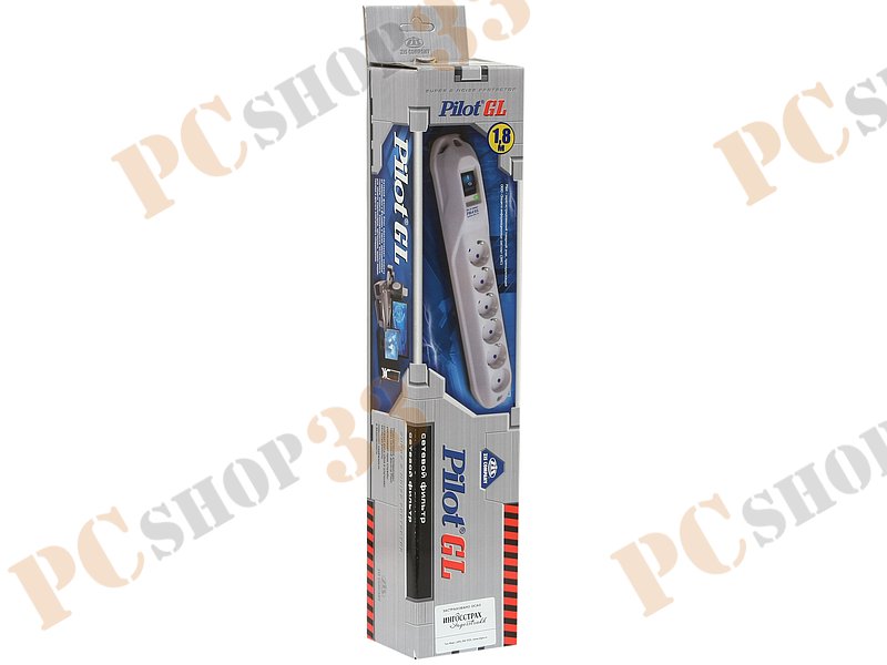 Сетевой фильтр на 6 розеток ZIS Pilot GL, белый (1.8м)