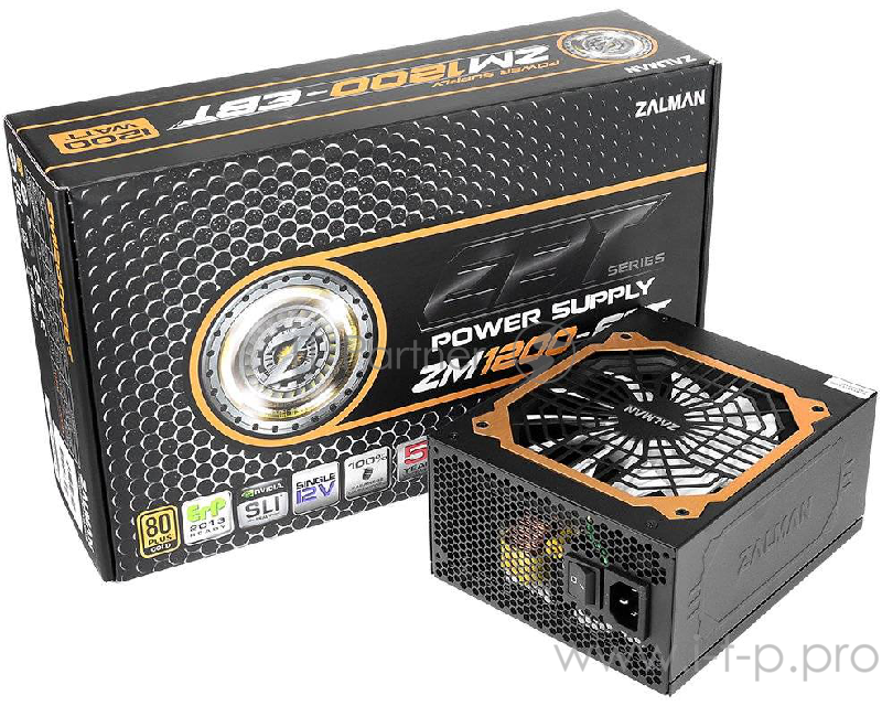 Блок питания Zalman EBT ZM1200-EBT 200W, ATX12V v2.3, EPS, APFC, 14cm Fan, FCM, 80+ Gold, Retail