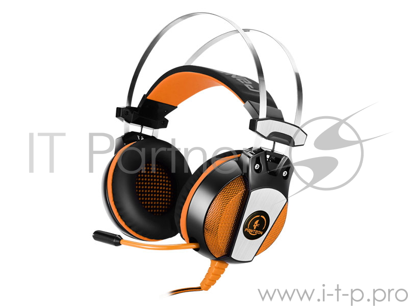 Игровая стереогарнитура Jet.A Panteon GHP-600 pro чёрно-желтая с LED подсветкой и звучанием 7.1 + виброотклик