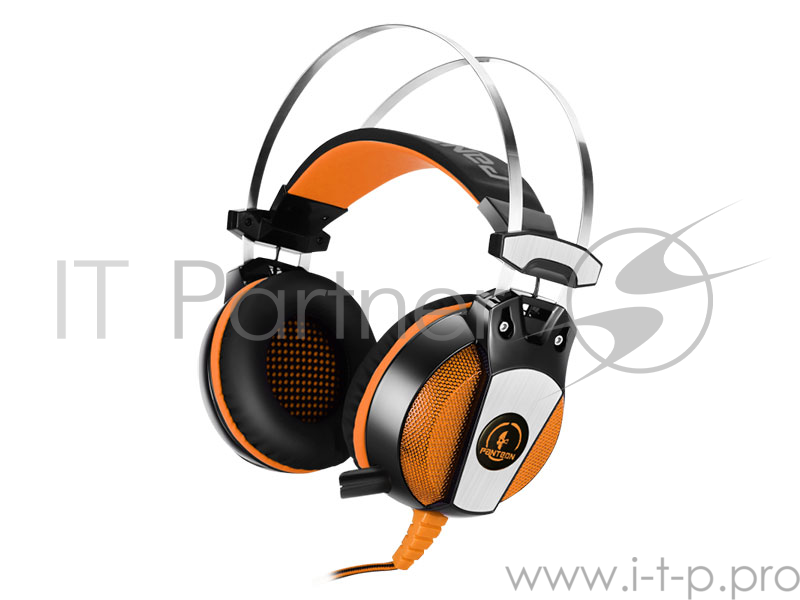 Игровая стереогарнитура Jet.A Panteon GHP-600 pro чёрно-желтая с LED подсветкой и звучанием 7.1 + виброотклик