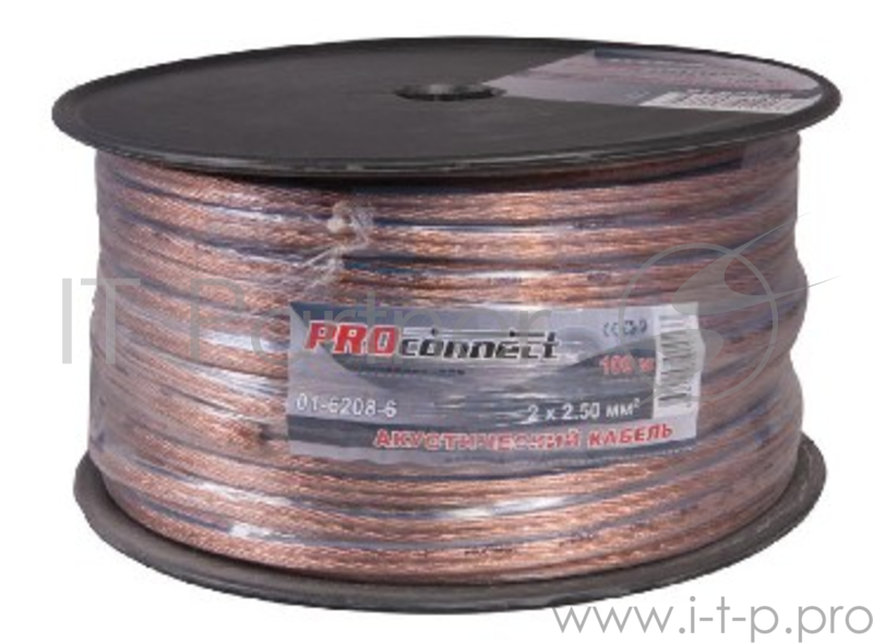 Кабель акустический, 2х2.50мм² PROCONNECT, прозрачный BLUELINE, 100м., 01-6208-6