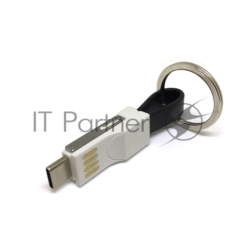 Espada Универсальный брелок-переходник 3 в 1, Emagn3i1 черный плоский кабель USB 2.0 to Type C + micro USB + iphone Lightning 8pin для быстрой зарядки и передачи данных (44217)