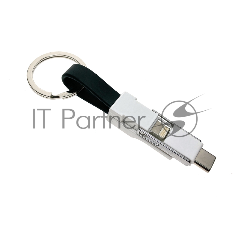 Espada Универсальный брелок-переходник 3 в 1, Emagn3i1 черный плоский кабель USB 2.0 to Type C + micro USB + iphone Lightning 8pin для быстрой зарядки и передачи данных (44217)