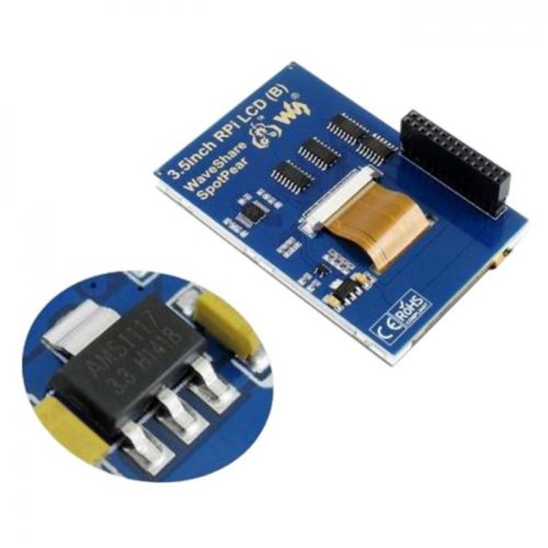 RA332 Монитор Waveshare 3.5 inch resistive touchscreen LCD screen (IPS), питание по USB, для Raspberry Pi 3
