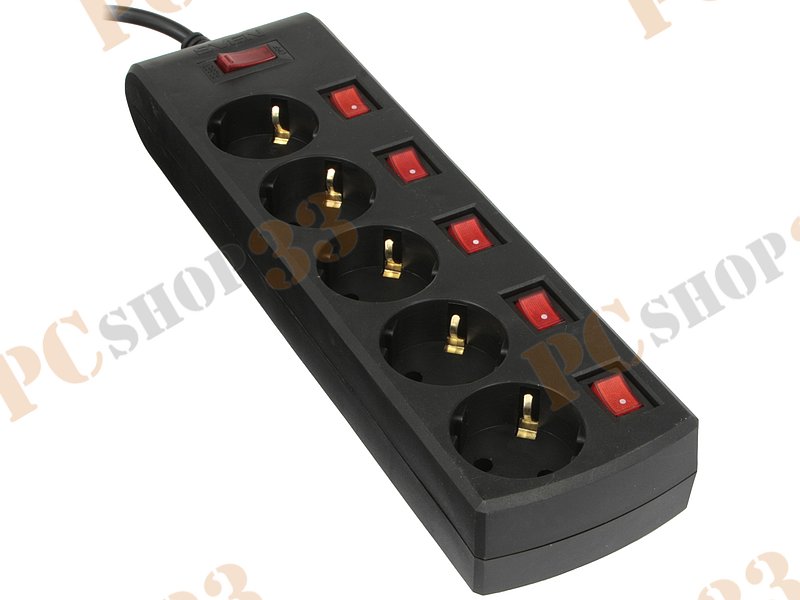 Сетевой фильтр на 5 розеток Sven SF-05PL, черный (1.8м)