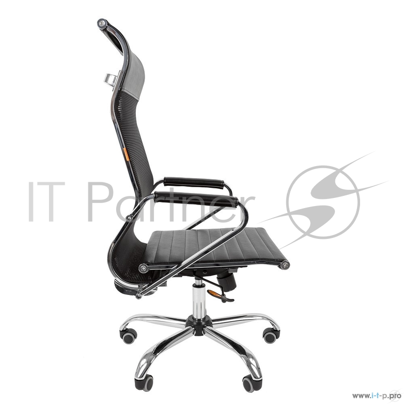 Офисное кресло Chairman 701 чёрное (экокожа, спинка сетка, хромированный металл, газпатрон 3 кл, ролики, механизм качания)