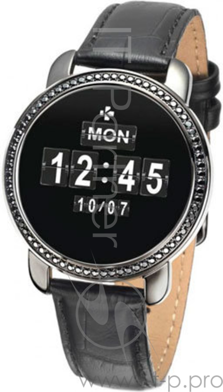 Фитнес-трекер MyKronoz ZeCircle2 SWAROWSKI цвет черный, кожаный ремешок черный