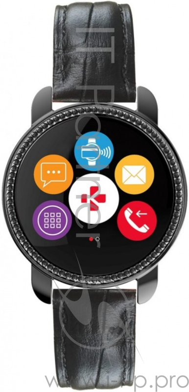 Фитнес-трекер MyKronoz ZeCircle2 SWAROWSKI цвет черный, кожаный ремешок черный