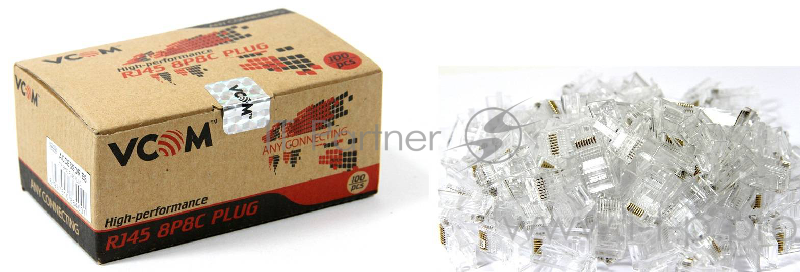Коннекторы RJ-45 для UTP кабеля 5 кат. ( 100 шт.) VCOM (VNA2200)